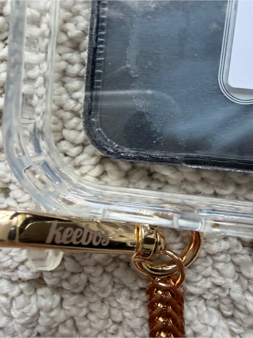 Keebos Crossbody Cardholder Phone Case Clear with Gold Strap - Picture 5 of 8